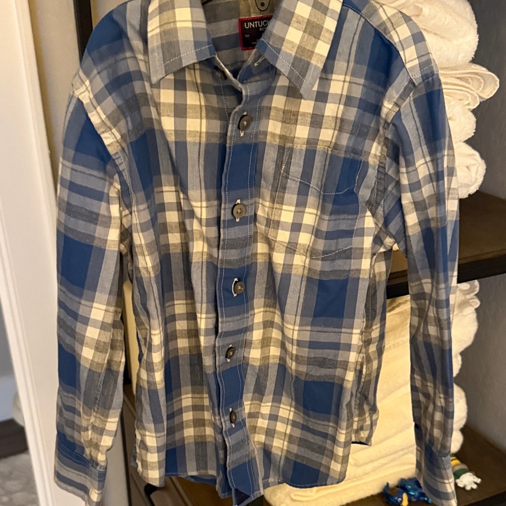 UNTUCKit Blue and Gray Plaid Shirt